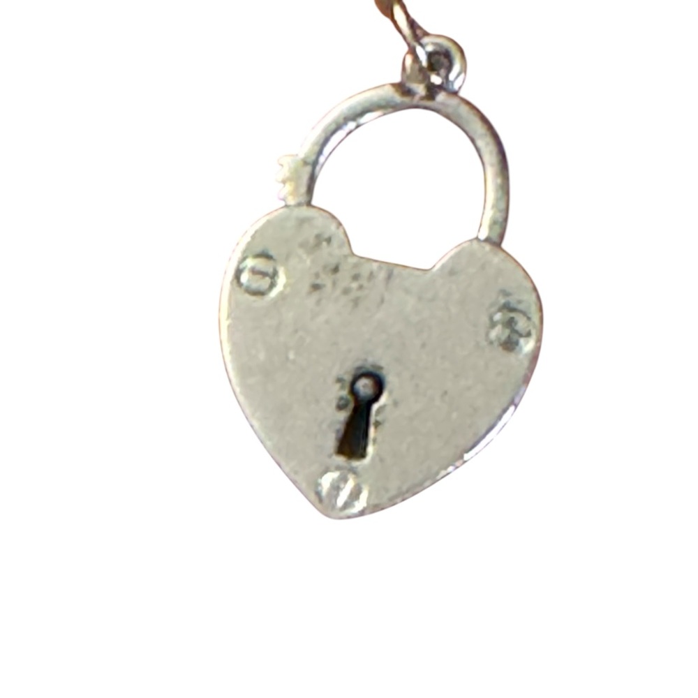 Vintage Sterling Silver 925 Heart Lock Pendant charm